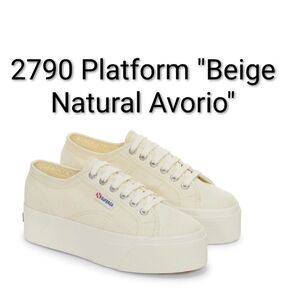 Superga 2790 Platform Sneakers in the "Beige Natural Avorio" colorway. NWT & BOX